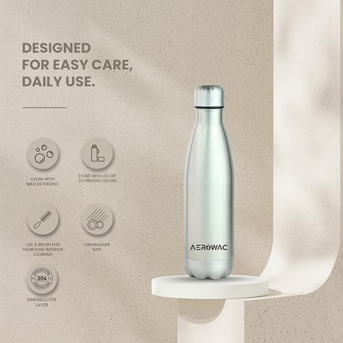 Image of 304 Stainless Steel Viva Insulated Flask 500ml | Hot & Cold 24 Hours | Double Wall, Lightweight, Leak Proof, BPA-Free Bottle | Ideal for Office, Gym, School & Travel (Matte Silver, Pack of 1)