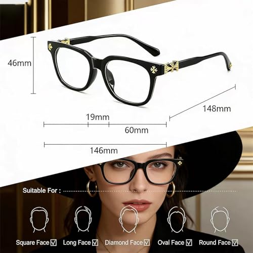 Retro Square Frame Blue Light Blocking Glasses for Men Women Clear Lens Fashion Glasses Non Prescription Eyeglasses (Gold)