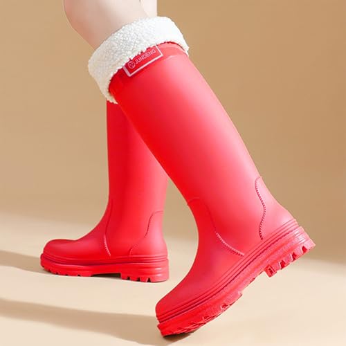 Kswlwccpp Gummistiefel Damen Bunt, Hoch Rutschfest Breite Füße Regenschuhe Gummistiefel Bequem Weit Wasserdicht Festival Boots Outdoor 37 Weitschaft Gummistiefeletten Regenstiefel