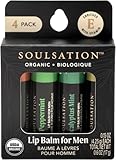 Soulsation Organic Lip Balm Set for Men - 4 Flavors - 100% Natural Moisturizing for Cracked & Dry Lips