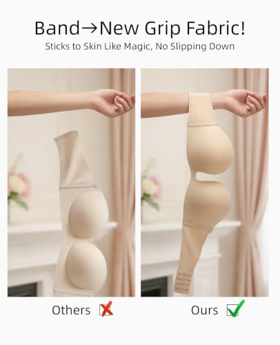 Image of Upushall Strapless Push Up Bras for Women Padded Deep Plunge Seamless Bra