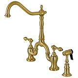 Kingston Brass KS7757ALBS English Country Bridge Kitchen Faucet, Brushed Brass 8 x 8.25 x 14.5