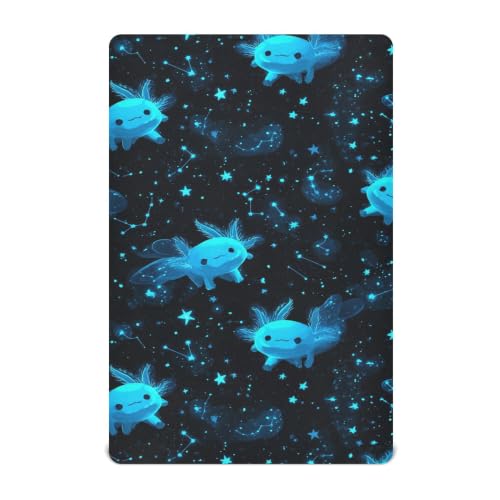 Image of Cartoon Galaxy Axolotl Crib Sheets Soft Breathable Fitted Baby Crib Sheets Mattress Cover for Girls Boys, 52 inch x 28 inch x 9 inch