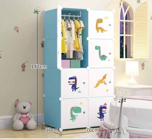 Image of Foldable Plastic Wardrobe for Clothes - Baby Cupboard for Clothes Storage, Wardrobe for Kids, Plastic Almirah, Collapsible Wardrobe for Kids Livingroom & Home (Cube-T3)
