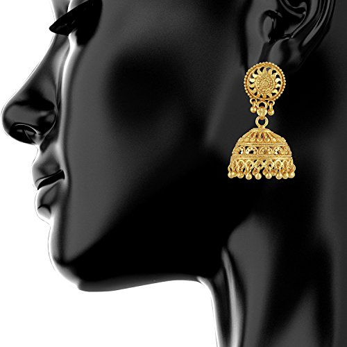 BodhaGold Plated Medium Size Traditional Indian Jhumka Earrings (SJ_34)3