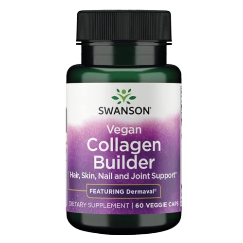 Swanson Vegan Collagen Builder - Featuring Dermaval - Hair Skin Nail Health - 60 Veg Caps