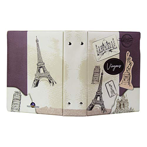 Álbum de Fotos 10x15 p/ 500 Fotografias Viagens c/Adesivos