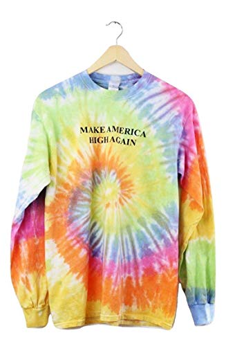 Era of Artists, LLC Make America High Again Pastel Rainbow Tie-Dye Graphic Long Sleeve Unisex Tee