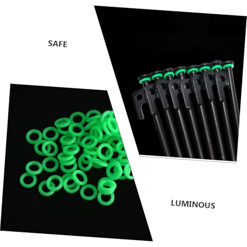 100 Anillos Fluorescentes Verdes de Plástico para Estacas de Tienda de Campaña 4