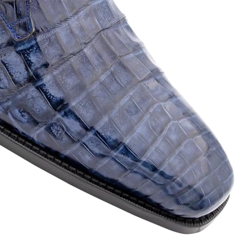 Image of Mezlan Anderson Crocodile Lace Up - Men's Genuine Crocodile Plain Toe Blucher with Memory Foam Insole - Handmade in Spain