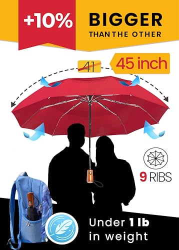 Image of Automatic Open Close Compact Travel Umbrella with Wind Vent Umbrella big size Lightweight Windproof Folding for men Women