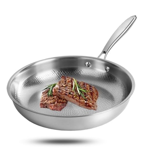 Titan Bratpfanne, Titanium Pfanne Unbeschichtet, Titanium Hammered Pan Pro mit Deckel, Antihaft Titanpfanne 26/28/30 cm for Cooking, Multifunctional Pots and Pans Set (Ohne Abdeckung, 26cm)