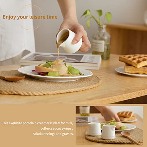 3 Oz 6 Pack Porcelain Mini Creamer Pitcher, Ceramic Small Creamer Set For Sauces Salad Coffee Tea Milk, Microwave & Freezer Safe, White #TOP4