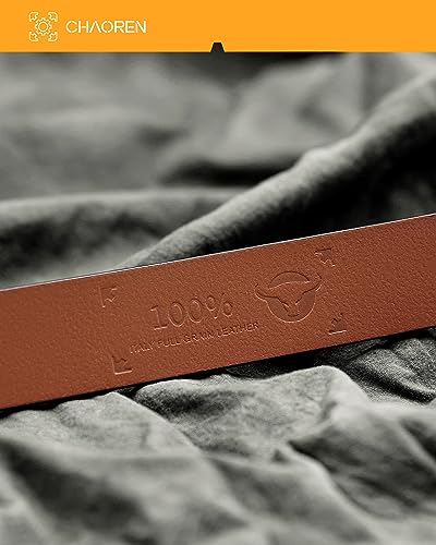 Image of Chaoren Leather Ratchet Belt 2 Pack Dress with Click Sliding Buckle 1 3 /8 inch in Gift Set Box - Adjustable Trim to Fit