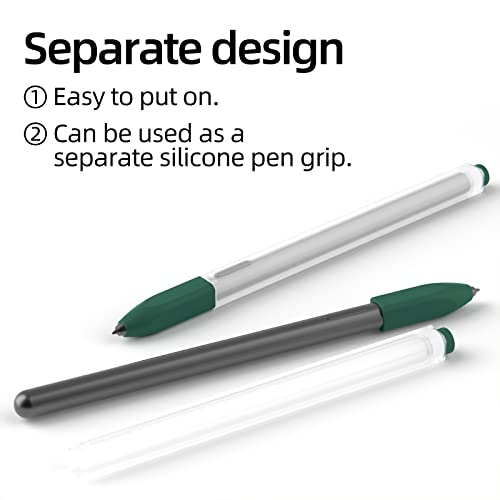 Image of Compatible with Samsung Galaxy Tab S7 /S7+ /S7 FE /S8 /S8+ /S8 Ultra /S9 /S9+ /S9 Ultra Pencil Case S Pen Case, Silicone Translucent Non-Slip Cover. (Midnight Green)