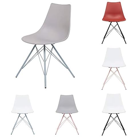 OCHS LIFESTYLE Morden Dining Chair Plastic Seat Shell with Metal Legs Base for Kitchen Counter Lounge Leisure Living Room (Grey and Blue Grey) Cover