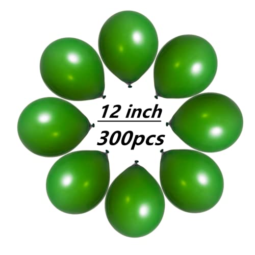 Image of 300 pack Green Balloons 12 Inch Dark green Latex Balloon Bulk for Party Supplies and Decorations