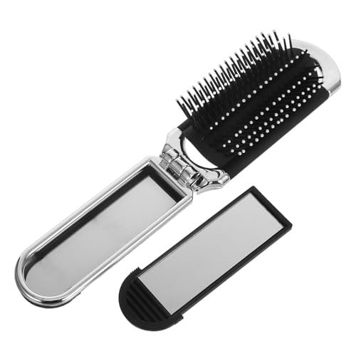 GRADENEVE 2個 折りたたみ式携帯用ヘアブラシ ミラー付き 静電防止 軽量ポケットコーム レディース向け 日常使用 旅行 ジムに