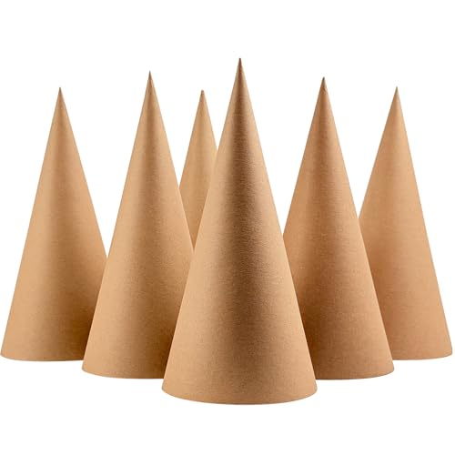 6 Pcs Paper Mache Cones Open Bottom 9.8 x 3.9 in Extra Thick Cardboard Cones for Crafts Paper Cones for Christmas Valentine Gnomes Christmas Tree DIY Projects and Decorations