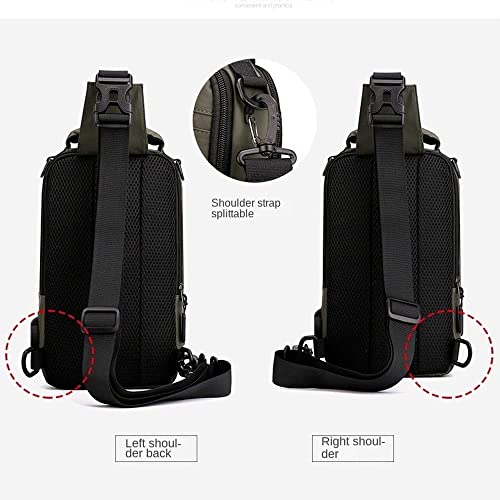 Bolsa tiracolo masculina impermeável USB Oxford, bolsa tiracolo antirroubo, mochila multifuncional,