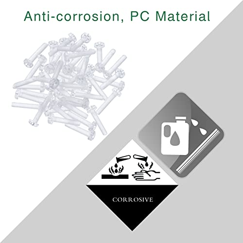 Pzsmocn 100 Pieces/50 Sets M2.5 * 12 mm PC Transparent Plastic Cross-recessed Round Head Screws and Hexagonal Nuts Kit - Image 4