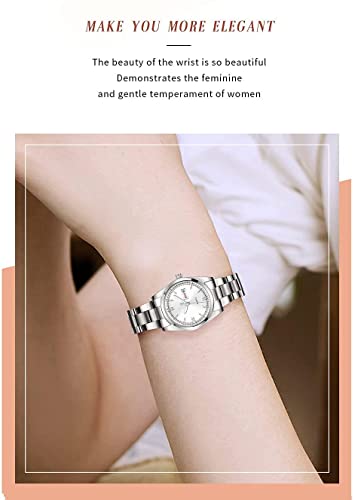 Carlien Women's Watches Luminous Waterproof Calendar Ladies Stainless Steel Dress Quartz Wrist Watch (White) #TOP5