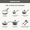 GreenPan Dover Healthy Ceramic Nonstick, 12 Piece Cookware Pots and Pans Set, PFAS-Free, Dishwasher Safe, Comfort Grip Handle, Gray #2