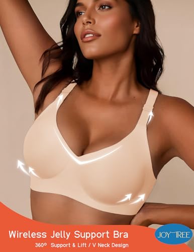 Image of JOYTREE Silky Bras for Women No Underwire V Neck Bralettes for Women Cloud Feel Everyday T Shirt Bra with Extender