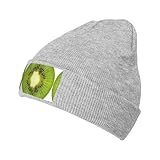 YUBVCF Kiwi Slice Printing 1 paquete de gorros de invierno para hombres y mujeres, gorro de punto cálido y acogedor, regalos para clima frío, gris, Talla única