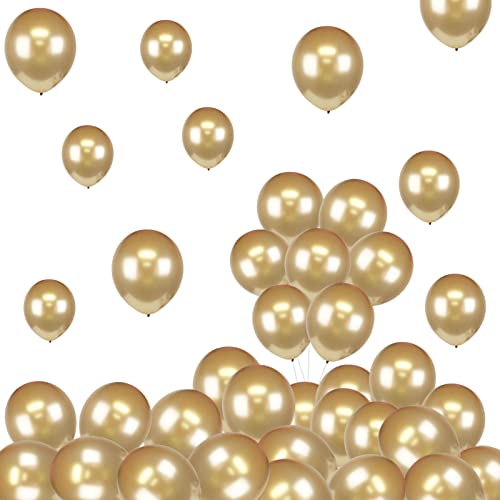 100Pcs 10 Inch Mini Metallic Champagne Gold Balloons,Decorative Latex Balloons Shiny Birthday Balloons Chrome Balloons Party Balloons for Baby Shower Birthday Party Wedding Engagement Decorations