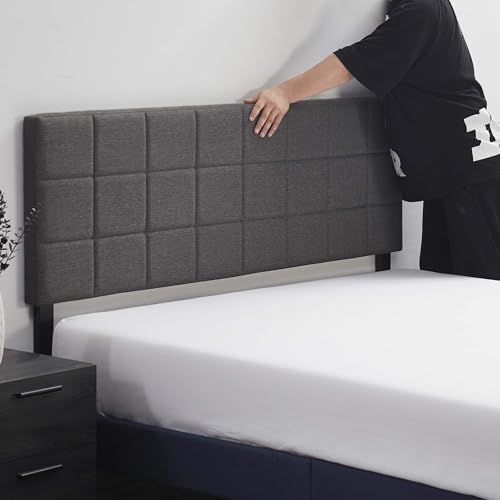 Hearth & Harbor HH-SQTF-HDBRD-F-GREY Headboard Full Size Bed, Square Tufted Linen Headboards, Upholstered Full Size Headboard Only, Bed Frame Mount Bed Headboard, Adjustable Height 34"-42" thumb #4