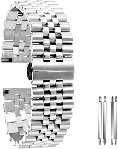 Bracelet en acier inoxydable argenté pour montre connectée et mécanique en maillons métal 22mm