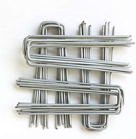 6 Inch Garden Stakes Galvanized Landscape Staples, U-Type Turf Staples for Artificial Grass, Rust Proof Sod Pins Stakes for Securing Fences Weed Barrier, Outdoor Wires Cords Tents Tarps (100 pcs)