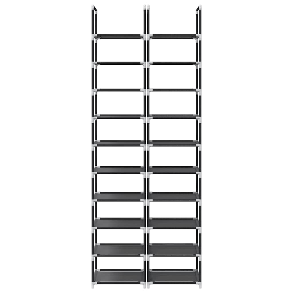 Zapatero de 2 unidades de 10 niveles, color negro, 33 x 33 x 174 cm, tela no tejida con estructura de acero pulverizado, ahorra espacio para pasillo y entrada, apilables para mujer, hombre