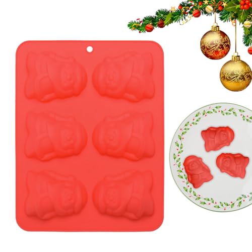 Ahuuen Weihnachts Bonbonformen Aus Silikon - 6 Hohlräume Silikon Backzubehör - Festliche Geleeformen | Für Bonbon Pudding Fudge Dessert Liebhaber Party Planer Koch Anfänger Küche Feiertags Feiern
