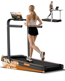 Folding Treadmill with 16% Incline, 3 in 1 Foldable Treadmill, Under Desk Walking Pad for Home Office, 10KM/H, 2.5HP Quiet Motor Portable Running Machine with Remote & LED Display, 136KG Capacity