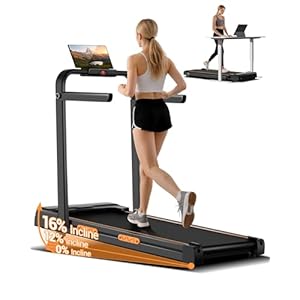CURSOR FITNESS Walking Pad with 16% Adjustable Incline, Folding 3 in 1 Portable Under Desk Running Machine for Home Office, 2.5HP Treadmill with Handles, Remote Control, Speed 1-10KM/H, 136KG Capacity