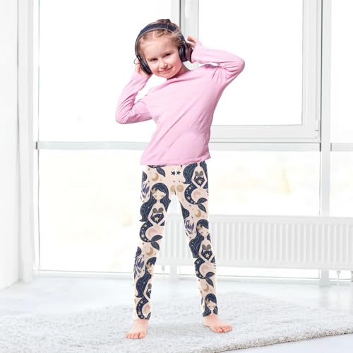 Mermaid Girls' Leggings Toddler Doodles Moon Stars Leaves Kids Yoga Pants Dance Active Tights 4T4