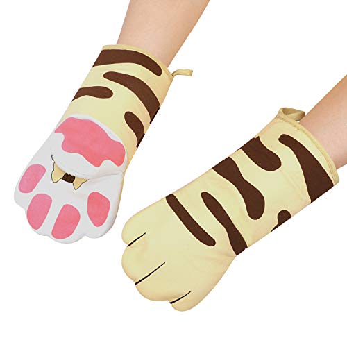Oven Mitts Cute Cat Design Baking Gloves Heat Resistant Cooking Gloves Potholder Funny Grilling Microwave Mittens Backer Kitchen Tools for Women Kids - Image 6