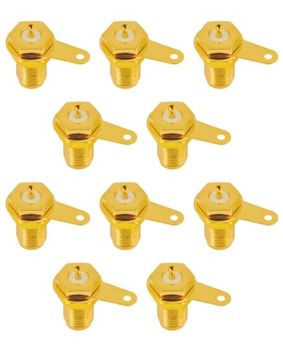 Vecys 10 PCS SMA Female Connectors SMA Coaxial Panel Mount Connector with Bulkhead Nut and Solder Cup Terminal - Image 2