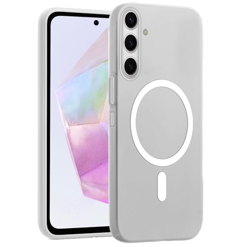 Image of SHINESTAR Back Cover for Samsung Galaxy A35 5G | Frosted Semi-Transparent Slim Case - White | Only Compatible with Wireless Magnetic Accessories | Hard Back, Matte Finish