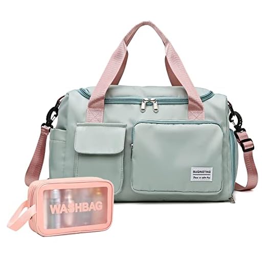 Small Gym Bag for Women, Waterproof Duffle Bag Carry On Weekender Bag with Shoe Compartment & Wet Pocket, Tote Bag for Travel, Workout, Sport