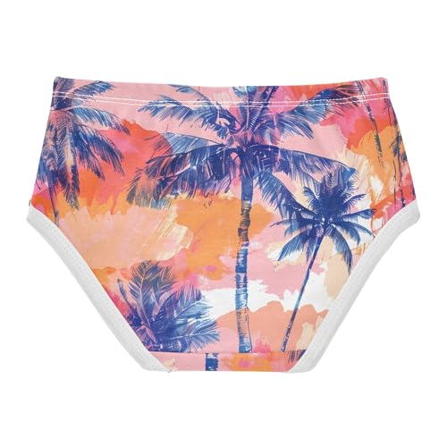 Cotton Toddler Girls Underwear Tropical Sunset Palm Tree Pink Girl Panties Cute Fancy Briefs Undies Kids 2t2