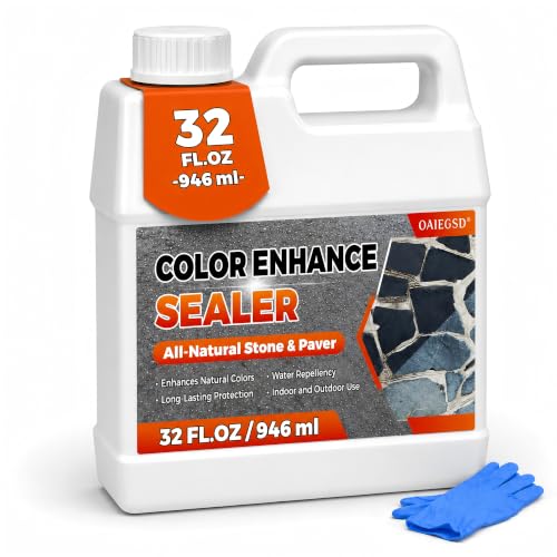 32oz Wet Look Color Enhancer Sealer for Outdoor High Gloss Wet Look Stone Sealer Provides a Long-Lasting Shine to Stone Slabs Provides Natural Color Enhancement for Tiles Floors Pavers Concrete