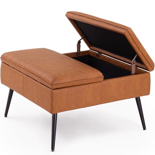 MILCIL Square Ottoman with Storage, Large Oversized Ottoman Coffee Table,