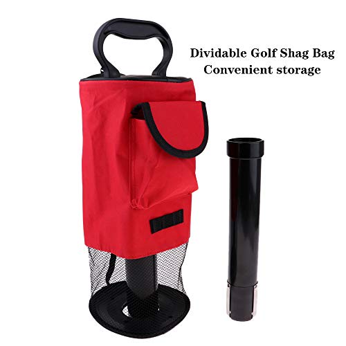 HOW TRUE Golf Ball Retriever, Portable Shag Bag Golf Ball Pick Up with Removable Plastic Tube, Pocket Shagger Storage, Red - Thumbnail 7