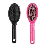 2 Pieces Loop Wig Brush Professional Hair Extension Brush Detangler Brush for Remy Human and Synthetic Hair Wig Brushes for Synthetic Hair(Red+Black)