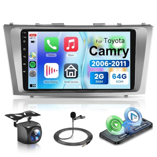 Image of Android 15 Car Stereo for Toyota Camry 2006 2007 2008 2009 2010 2011, 9 Inch HD Touchscreen Radio, Wireless CarPlay Android Auto GPS WiFi Bluetooth FM /RDS SWC Dual USB HD Backup Camera 2G+64G