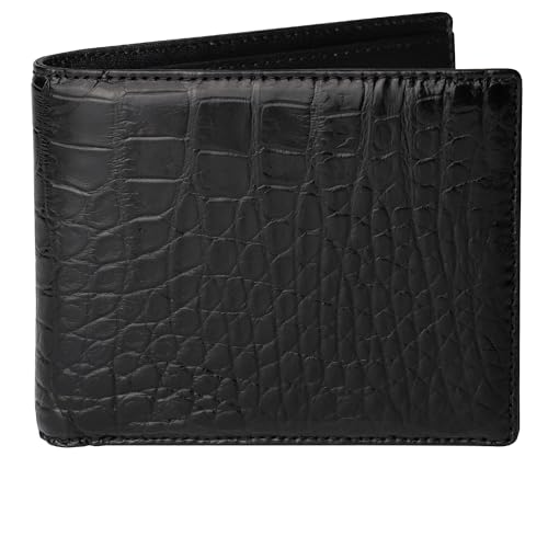 Image of HATA Men Leather Bifold Wallet RFID Blocking Front Pocket Exotic Billfold Handmade Gift For Birthday Wedding Anniversary Father's Day