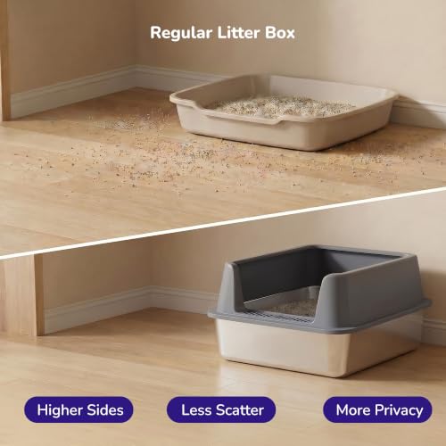 Image of Petverse Stainless Steel Cat Litter Box with High Sides [61 x 41 x 20 cm] Extra Large Metal Cat Litter Tray Non-Stick, Odour Resistant & Easy to Clean Durable Leak-Resistant Litter Box for Indoor Cats